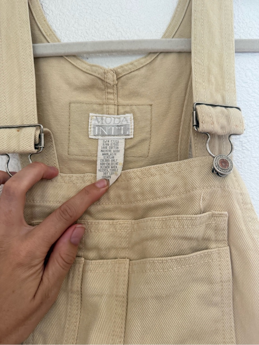 Vintage Beige Women's Canvas Overalls Jumpsuit - Picture 2 of 4
